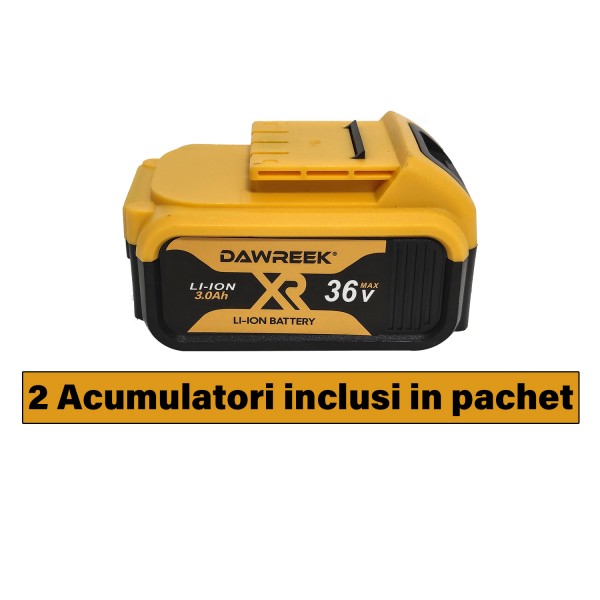 Pachet foarfeca si minidrujba cu acumulator , 36 V , 3 Ah , 2 lame + 2 lanturi + Cutite Foarfeca de rezerva