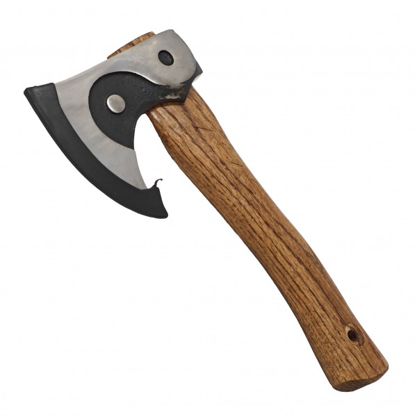Topor Camping și Bushcraft Compact, 270 mm, 835 g, Lamă din Oțel Călit, Coadă din Lemn