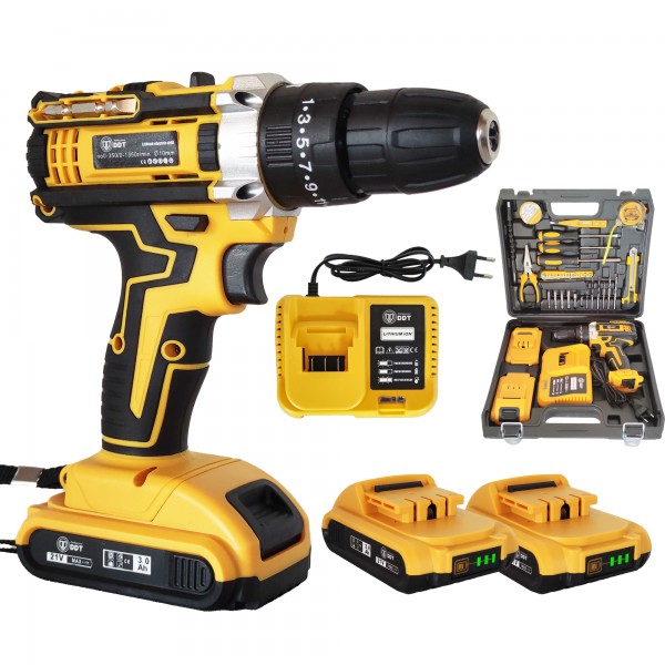 Autofiletanta cu 2 acumulatori 21 V, 3 Ah, incarcator + 24 accesorii , DDT-GB , Model nou , 1350 Rpm , 10 mm