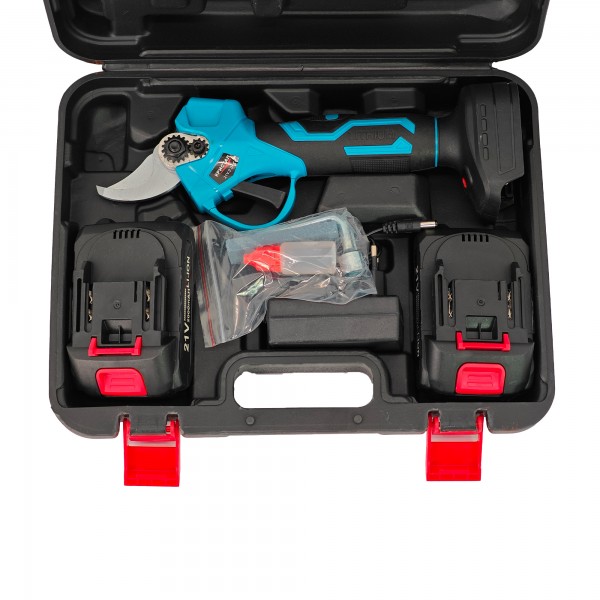 Foarfeca electrica pentru vita de vie, crengi, cu 2 Acumulatori 21 V , 2000 mAh , Albastru