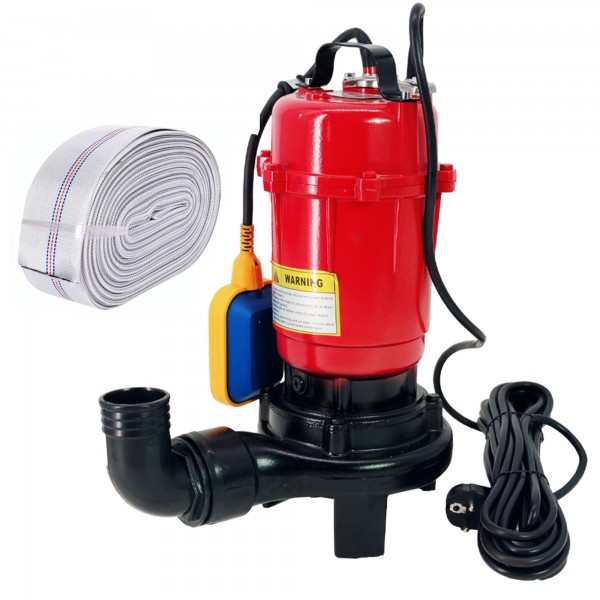 Pompa apa murdara (WC, fosa, hazna), cu Cutit Tocator si Plutitor, DDT, WQCD-2-3.0, 3000W + Furtun pompier, 20 metri, 2 toli,MAX 20m³/h