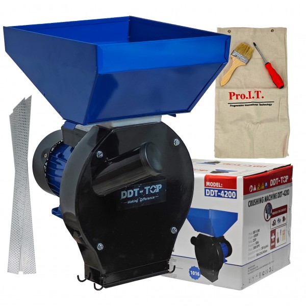 Moara electrica pentru cereale si stiuleti (2 in 1), DDT-TOP Cuva Mare, motor 4.2 kw , 3000 rpm