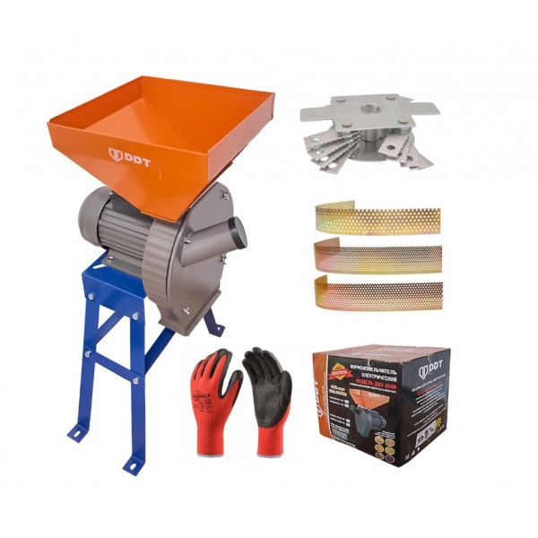 Moara electrica cu suport DDT, pentru cereala , cuva 10 Litri , 3500 W , 200 kg/h , 3000 Rpm , 20 ciocanlele , 4 site diferite marimi