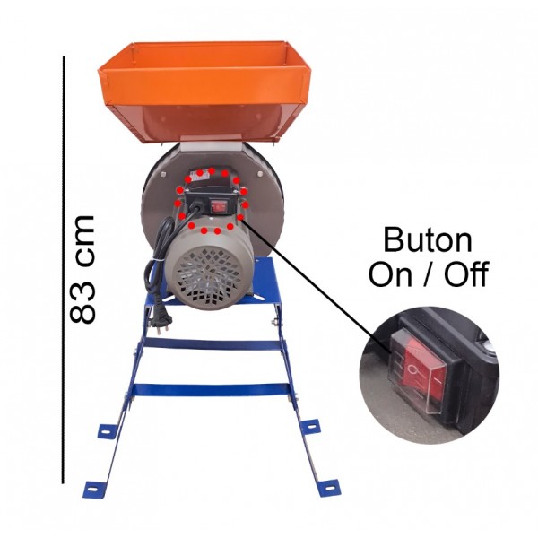 Moara electrica cu suport DDT, pentru cereala , cuva 10 Litri , 3500 W , 200 kg/h , 3000 Rpm , 20 ciocanlele , 4 site diferite marimi
