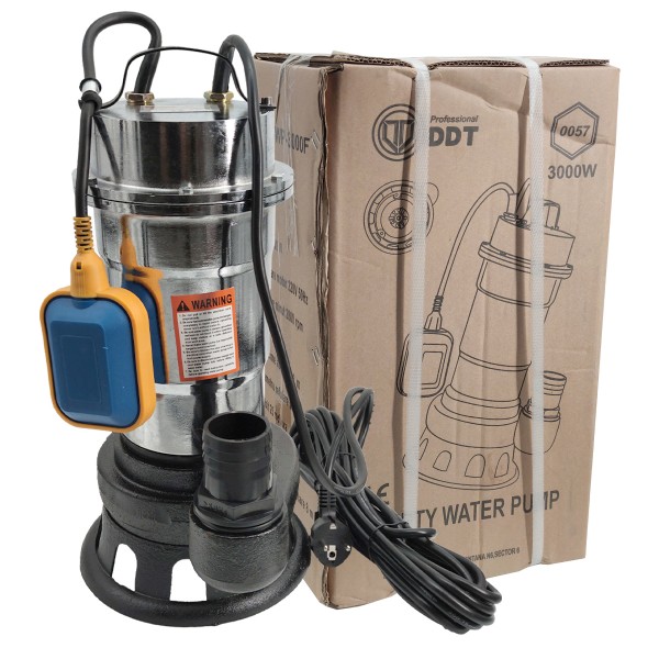 Pompa pentru apa murdara DDT, cu plutitor si tocator, 3000 W, Adancime evacuare maxim 8 Metri, corp inox