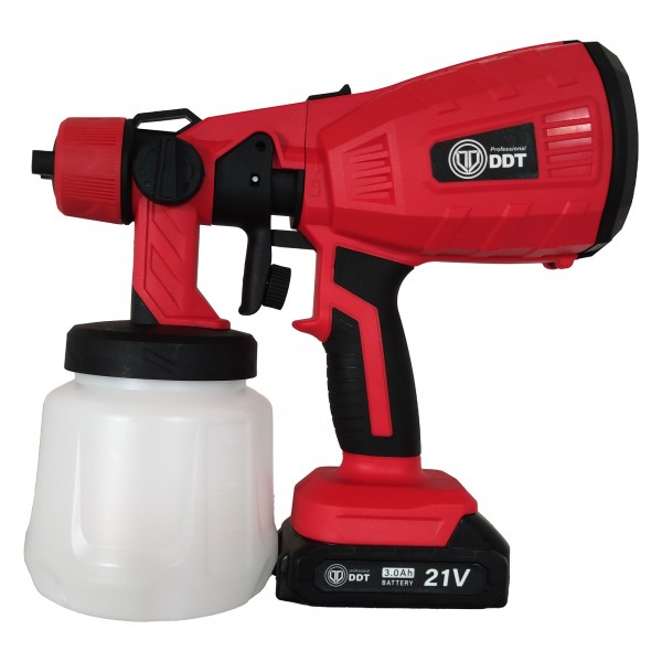 Pistol de vopsit cu acumulator , Rezervor 1000 Ml , 21 V , 3 Ah , jet reglabil , 2 acunulatori & incarcator