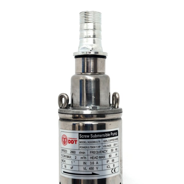 Pompa submersibila apa curata DDT 3QGD80-0.75, 750 W, 2 mc/h, diametru 75 mm