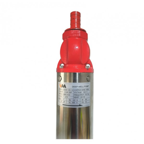 Pompa submersibila de mare adancime, VAA, QJD120-1.5, 1500 W, 8 turbine, Inox