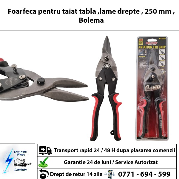 Foarfeca pentru taiat tabla ,lame drepte , 250 mm , Bolema