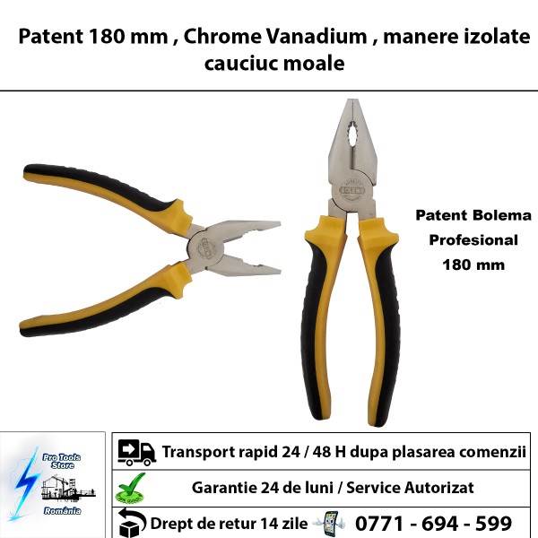 Patent 180 mm , Chrome Vanadium , manere izolate cauciuc moale