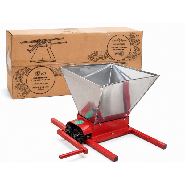 Zdrobitor manual pentru struguri și fructe DDT HGP-50S, cuvă inox, capacitate 300 kg/h, acționare manuală