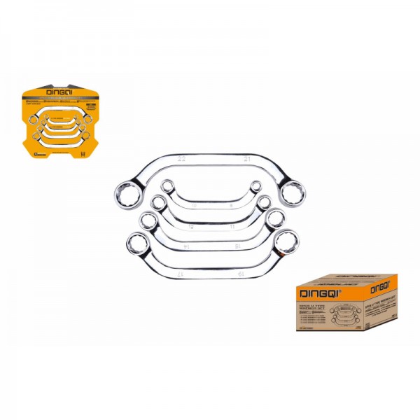 Set chei tip C DINGQI 5 piese Cr-V – Chei semilună pentru spații înguste, oțel Crom Vanadiu