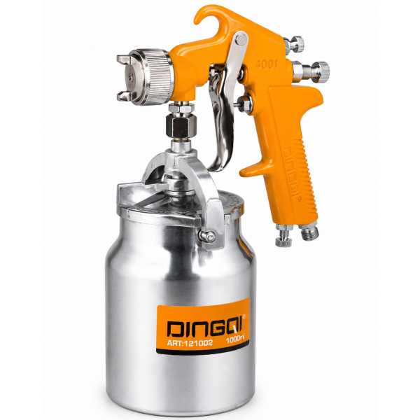 Pistol de vopsit pneumatic DINGQI cu cană inferioară 1000 ml, duză 1.8 mm – alimentare prin sucțiune, profesional