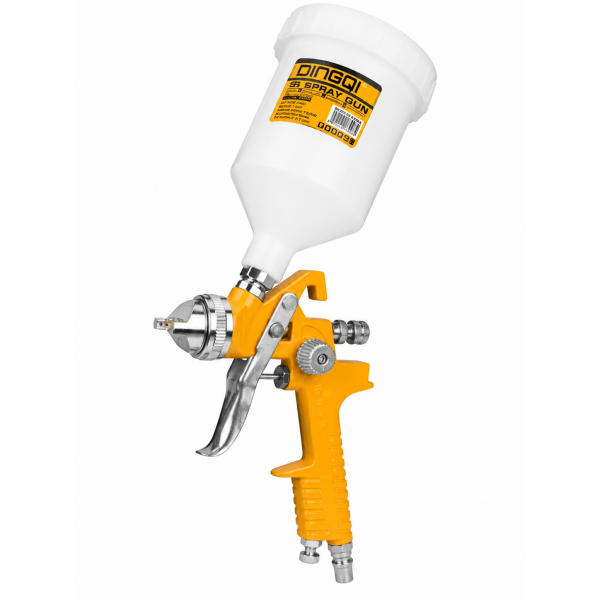 Pistol de vopsit pneumatic DINGQI cu cană superioară 600 ml, duză 1.5 mm – alimentare gravitațională, profesional