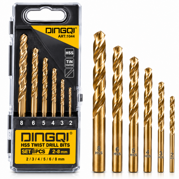 Set Burghie pentru Metal DINGQI Cobalt HSS 6 Piese 2–8 mm – Pentru Oțel, Inox și Metale Dure
