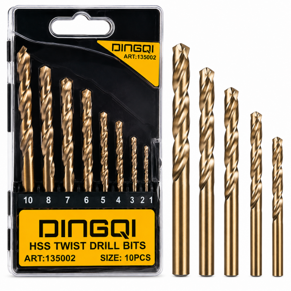 Set Burghie pentru Metal DINGQI Cobalt HSS 8 Piese 3–10 mm – Profesionale pentru Oțel, Inox și Metale Dure