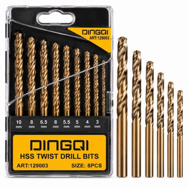 Set Burghie pentru Metal DINGQI Cobalt HSS 19 Piese 1–10 mm – Profesionale pentru Oțel, Inox și Metale Dure
