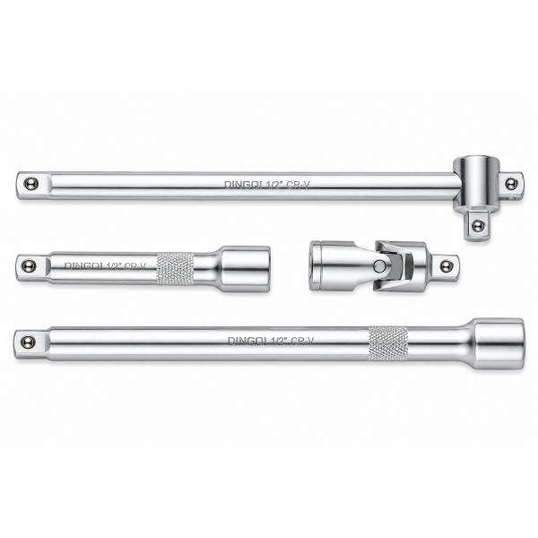Set 4 Accesorii pentru Tubulare DINGQI 1/2" CR-V – Prelungitoare, Bară T și Bară de Forță Profesionale