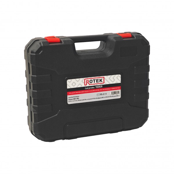 Polizor Unghiular (Flex) ROTEK cu 2 Acumulatori 36V 4Ah, Disc 125 mm, 8500 RPM, Încărcător și Valiză Transport
