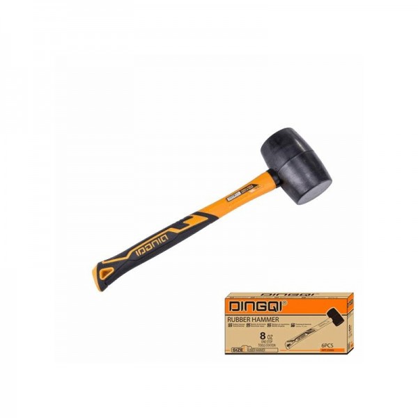 Ciocan de cauciuc DINGQI 750 g cu mâner din fibră de sticlă – Cap din cauciuc dur, pentru montaj și finisaje