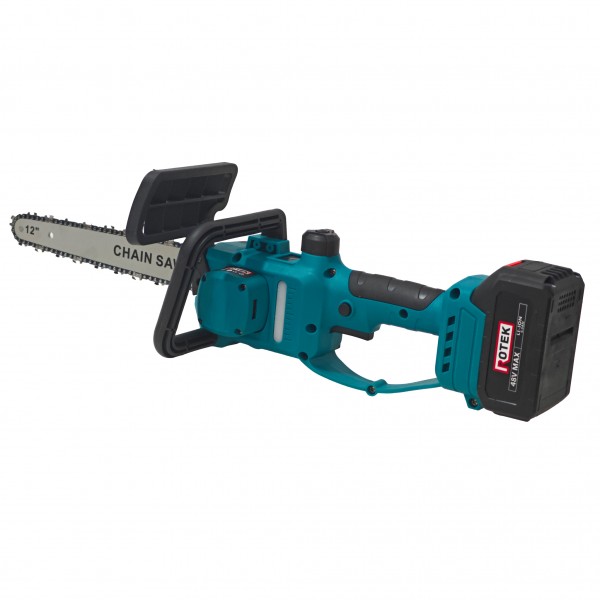 Drujbă Electrică ROTEK 12 Inch cu 2 Acumulatori Li-Ion 48V, Lamă 12", 1 Lanț și Încărcător – Fierăstrău Electric cu Acumulator