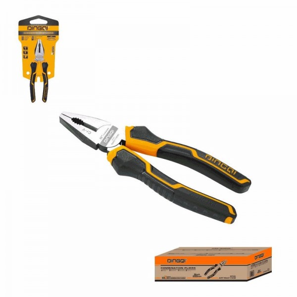 Patent universal profesional DINGQI 8" (200 mm) Cr-V – Clește combinat cu mâner ergonomic negru-portocaliu