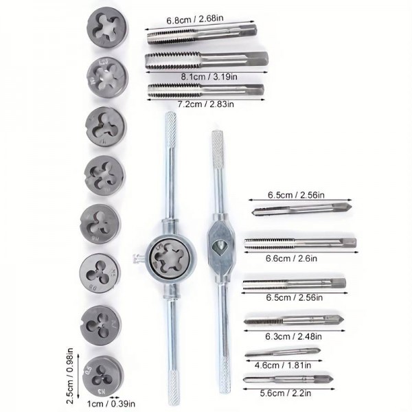 Trusa filiere M3-M12 si tarozi 3-12mm , set 20 pcs