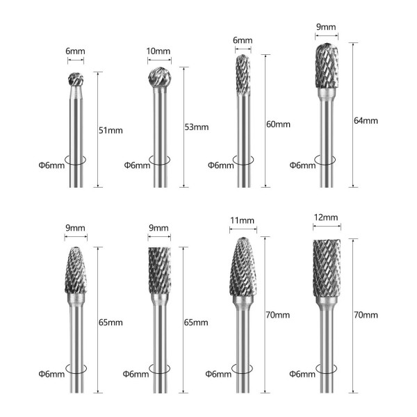 Freza metalica 8 piese