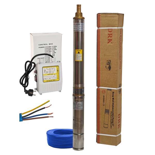 Pompa submersibila apa curata, 3.SdM2-11, DRK-Profesional, Diametru 75 mm, 750 W, Adancime 44 m, 3.6m³/h