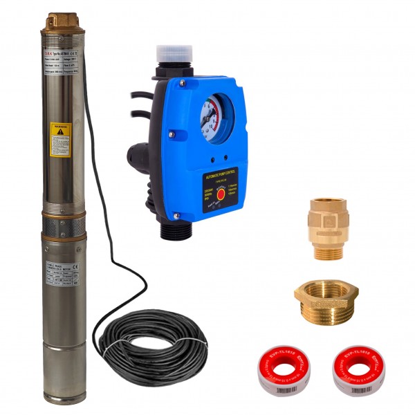 Pompa submersibila 1800 W, 4STM4-8 , 8 Turbine + Presostat electronic reglabil, accesorii incluse
