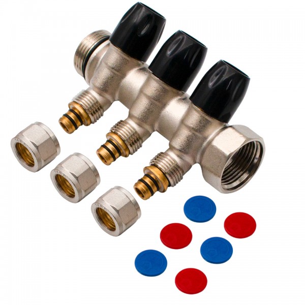 Distribuitor Modular 1" x 16 mm, 3 Căi – Colector pentru Instalații Sanitare și Încălzire, Everpro