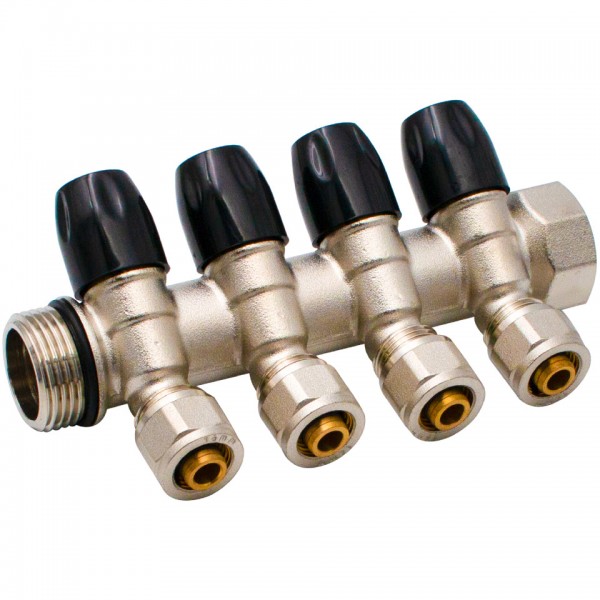 Distribuitor Modular 1" x 16 mm, 4 Căi – Colector pentru Instalații Sanitare și Încălzire, Everpro