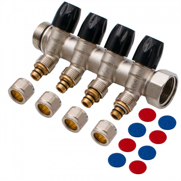 Distribuitor Modular 1" x 16 mm, 4 Căi – Colector pentru Instalații Sanitare și Încălzire, Everpro