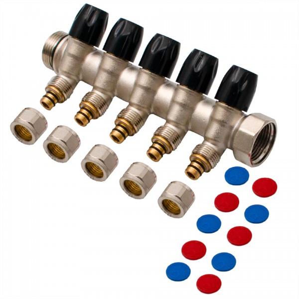 Distribuitor Modular 1" x 16 mm, 5 Căi – Colector pentru Instalații Sanitare și Încălzire, Everpro