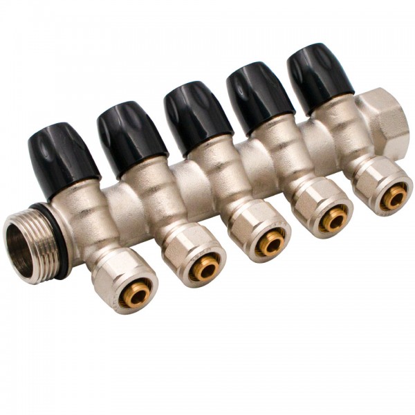 Distribuitor Modular 1" x 16 mm, 5 Căi – Colector pentru Instalații Sanitare și Încălzire, Everpro