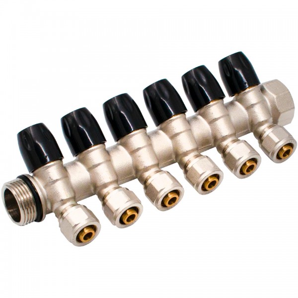Distribuitor Modular 1" x 16 mm, 6 Căi – Colector pentru Instalații Sanitare și Încălzire, Everpro