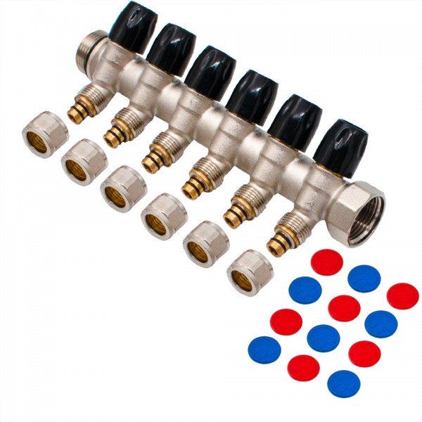 Distribuitor Modular 1" x 16 mm, 6 Căi – Colector pentru Instalații Sanitare și Încălzire, Everpro