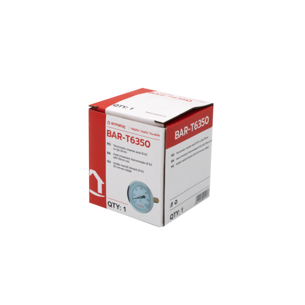 Termometru imersie axial Î¦63 cu tija 100mm