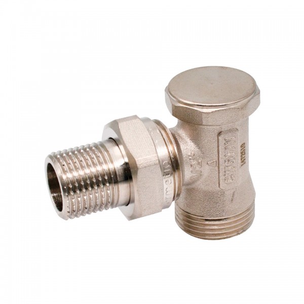 Robinet Retur Radiator cu Conector Eurocon 1/2" x 3/4" MF – Alamă Nichelată, Everpro