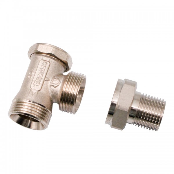 Robinet Retur Radiator cu Conector Eurocon 1/2" x 3/4" MF – Alamă Nichelată, Everpro