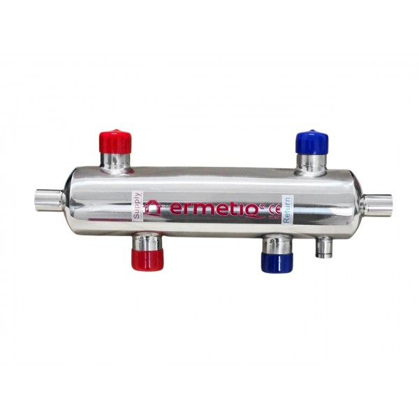 Butelie egalizare 45Kw - separator hidraulic din inox 1 circuti 1" cu izolatie si functie magnetica pentru impuritati