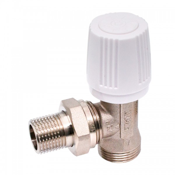 Robinet Tur Radiator cu Conector Eurocon 1/2" x 3/4" MF – Alamă Nichelată, Everpro
