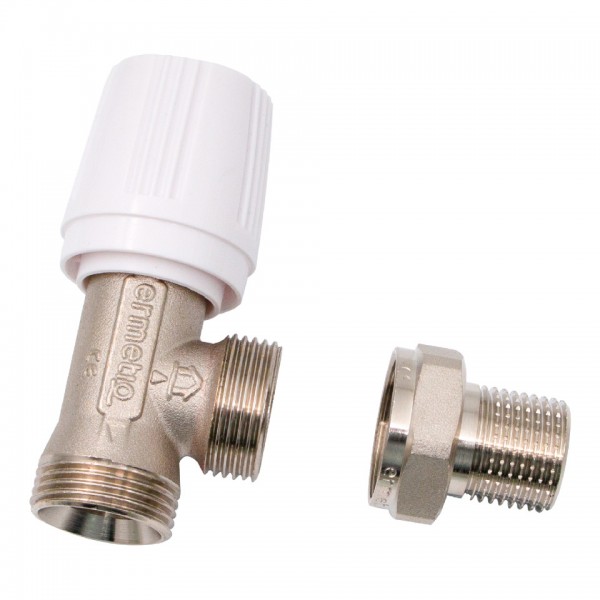 Robinet Tur Radiator cu Conector Eurocon 1/2" x 3/4" MF – Alamă Nichelată, Everpro