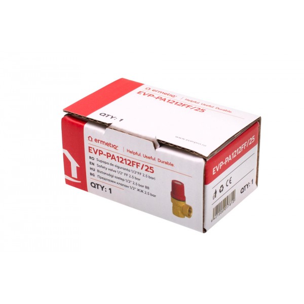 Supapă de siguranță 2,5 bari 1/2" FF – Protecție pentru instalații de încălzire și apă caldă