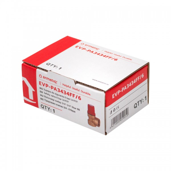Supapă de siguranță 6 bari 3/4" FF – Protecție instalații termice și apă caldă