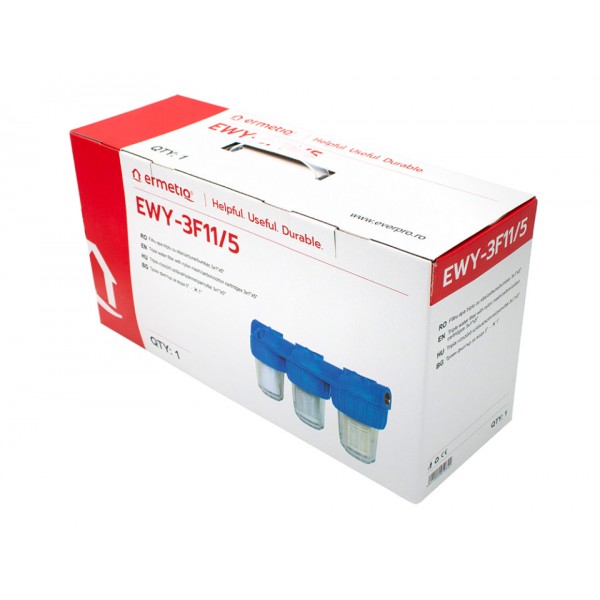 Filtru apa triplu cu sita/carbune/bumbac 3x1"x5" FF , EWY-3F11/5