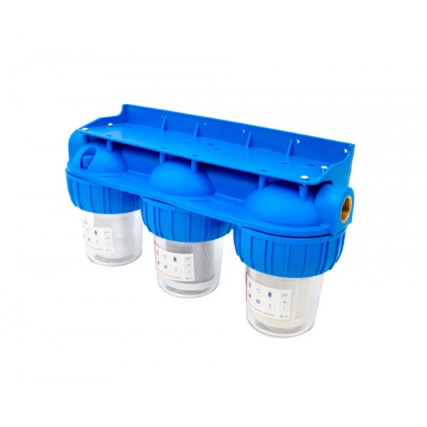 Filtru apa triplu cu sita/carbune/bumbac 3x3/4"x5" FF , EWY-3F34/5