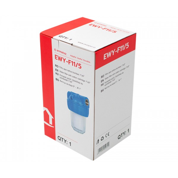 Filtru apa 5" cu cartus bumbac, filet interior 1" , EWY-F11/5