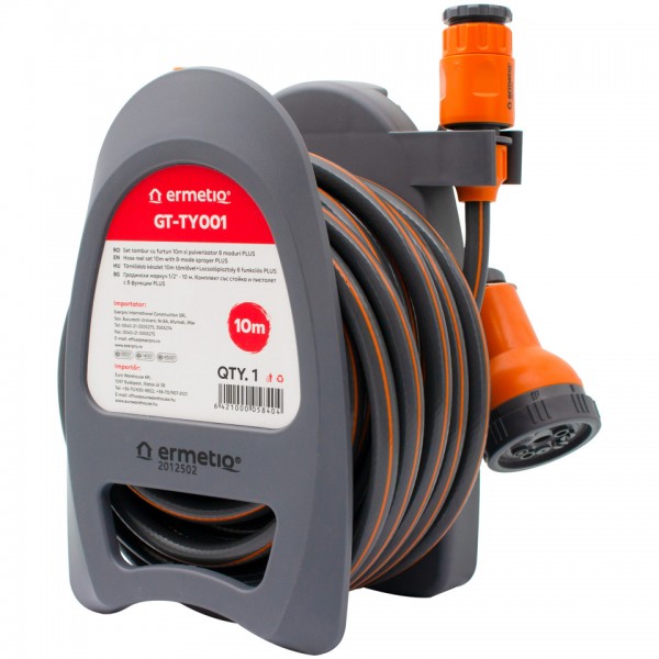Set tambur cu furtun 10m si pulverizator 8 moduri PLUS