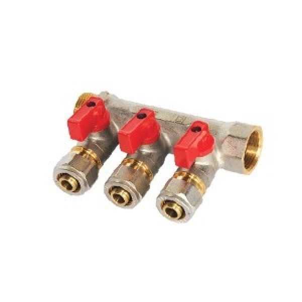 Distribuitor pexal 2 cai 16*1/1" FI-FE cu robinet sfera